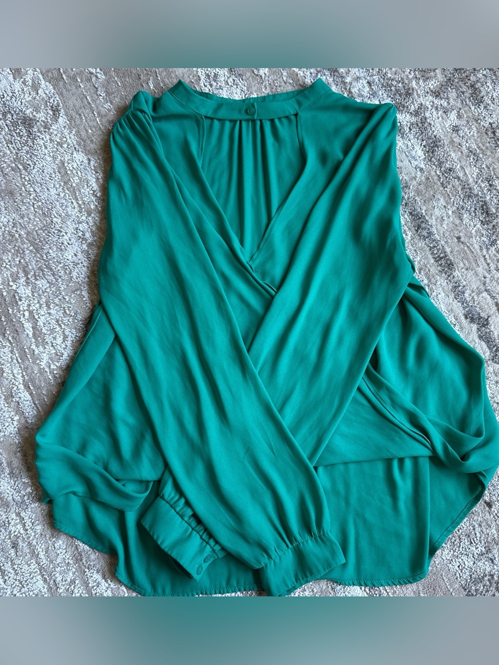 Women’s Teal Long-Sleeve Wrap Blouse